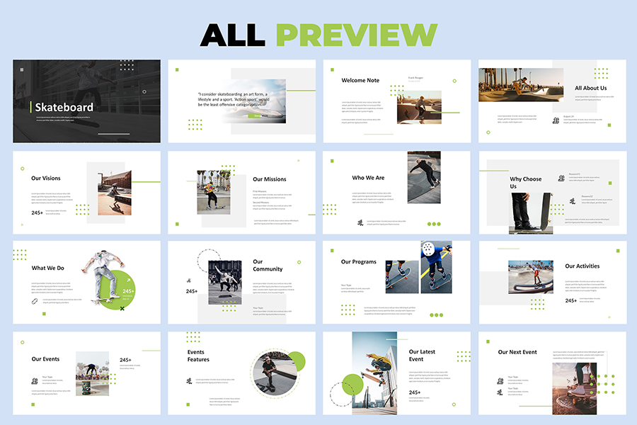 Skateboard Google Slides Presentation Template, Presentation Templates